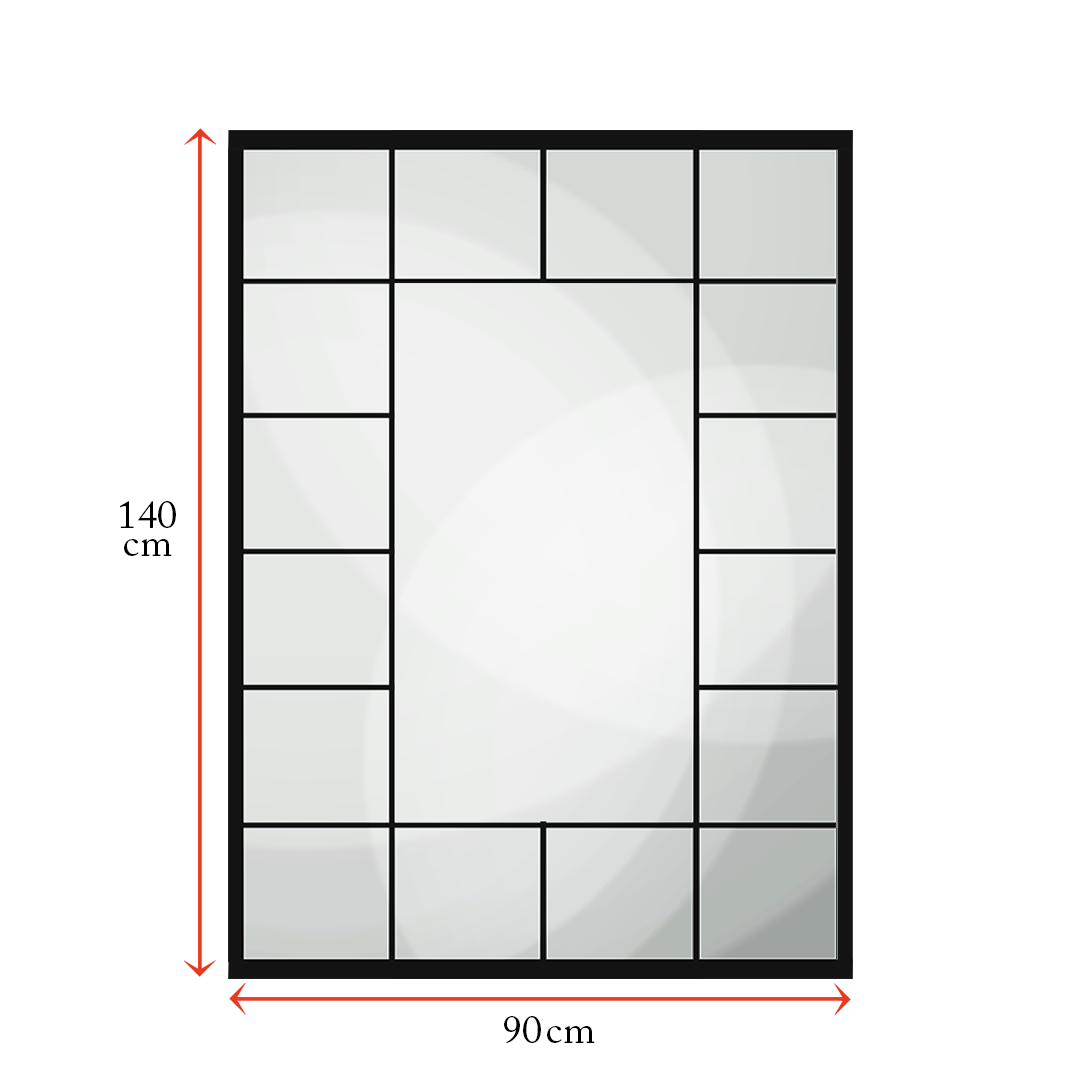 Kensington - Window Style Mirror (140cm x 90cm) Measurements